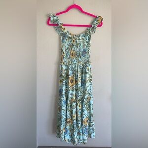 Floral Blue and Yellow Women's Dress